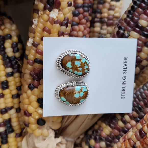 Gorgeous NWOT Native American Navajo Turquoise and Sterling Earrings ๐๐ค - Picture 10 of 11